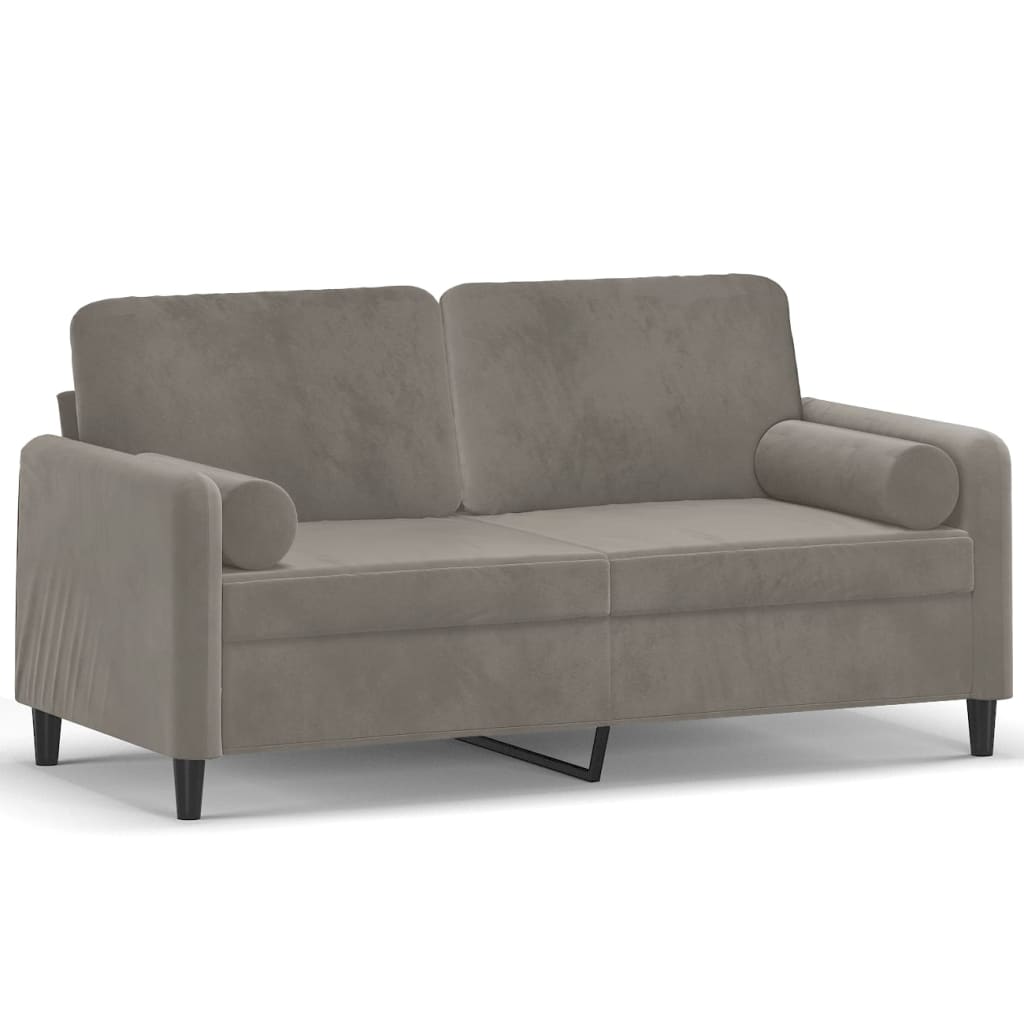 Tweezitsbank met kussens 140 cm fluweel lichtgrijs is nu te koop bij PeponiXL, paradijselijk wonen!