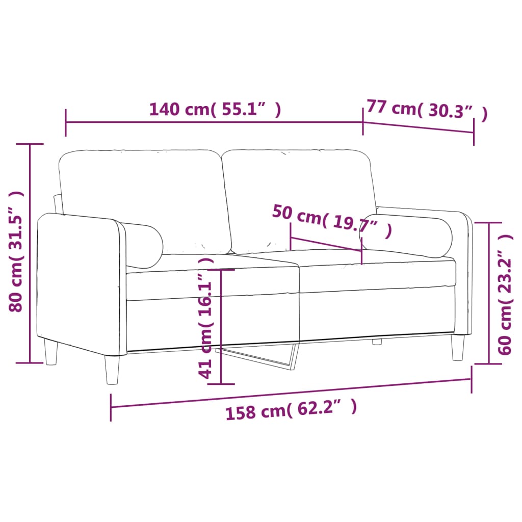 Tweezitsbank met kussens 140 cm fluweel lichtgrijs is nu te koop bij PeponiXL, paradijselijk wonen!