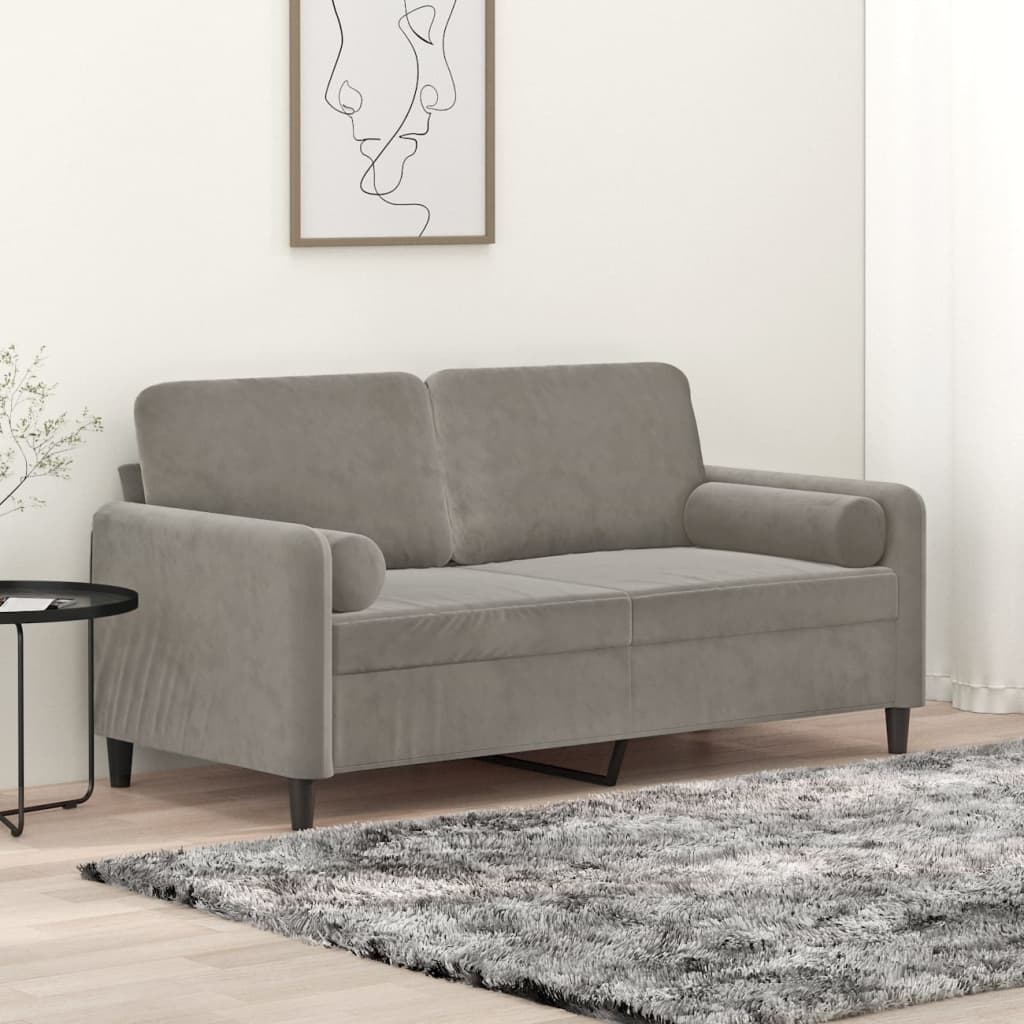 Tweezitsbank met kussens 140 cm fluweel lichtgrijs is nu te koop bij PeponiXL, paradijselijk wonen!