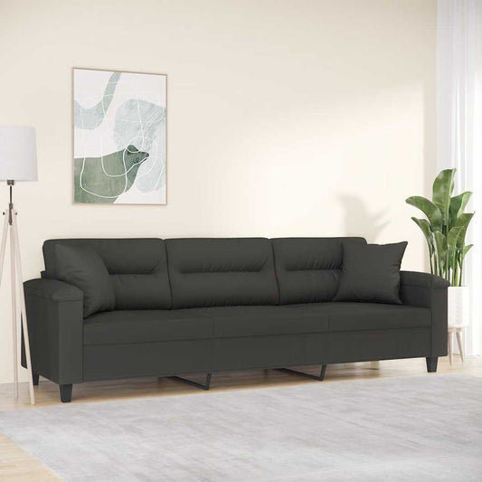 Driezitsbank met kussens 210 cm microvezelstof donkergrijs is nu te koop bij PeponiXL, paradijselijk wonen!