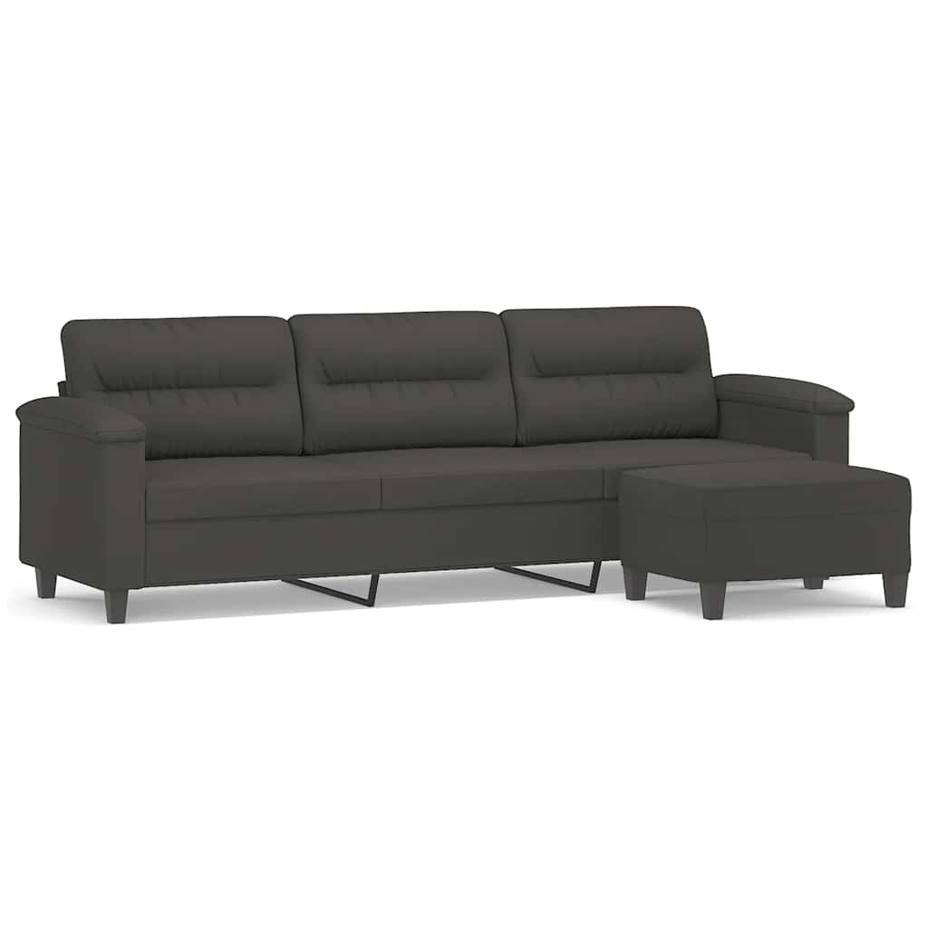 Driezitsbank met voetenbank 210 cm microvezelstof donkergrijs is nu te koop bij PeponiXL, paradijselijk wonen!