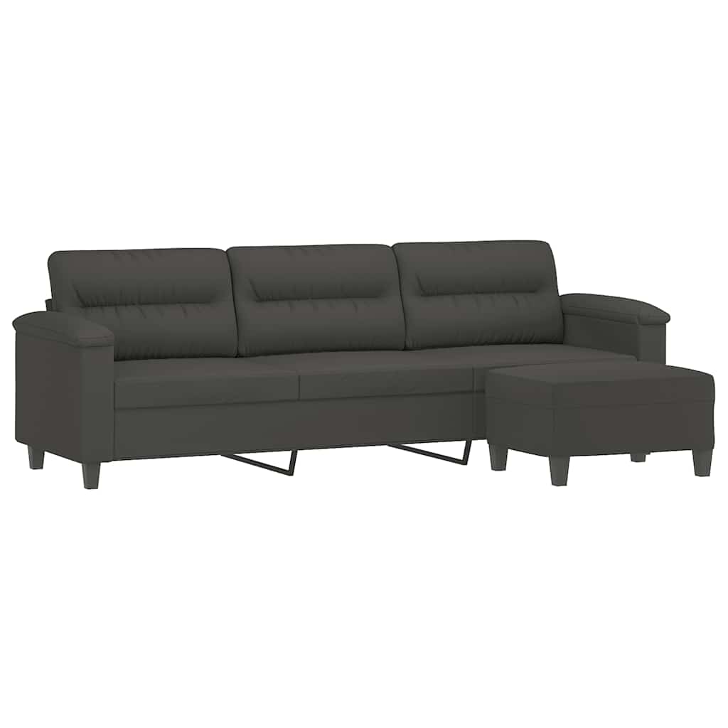 Driezitsbank met voetenbank 210 cm microvezelstof donkergrijs is nu te koop bij PeponiXL, paradijselijk wonen!