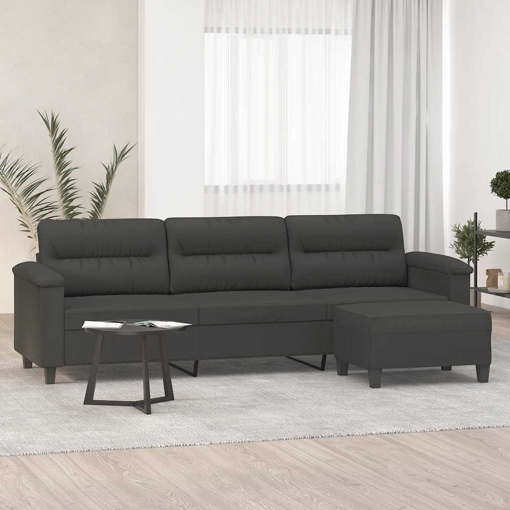 Driezitsbank met voetenbank 210 cm microvezelstof donkergrijs is nu te koop bij PeponiXL, paradijselijk wonen!