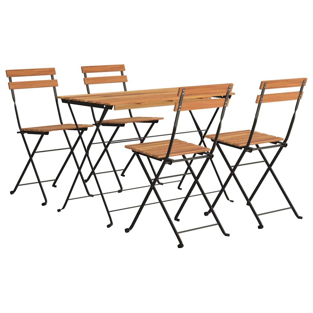 5-delige Bistroset inklapbaar massief acaciahout en staal is nu te koop bij PeponiXL, paradijselijk wonen!