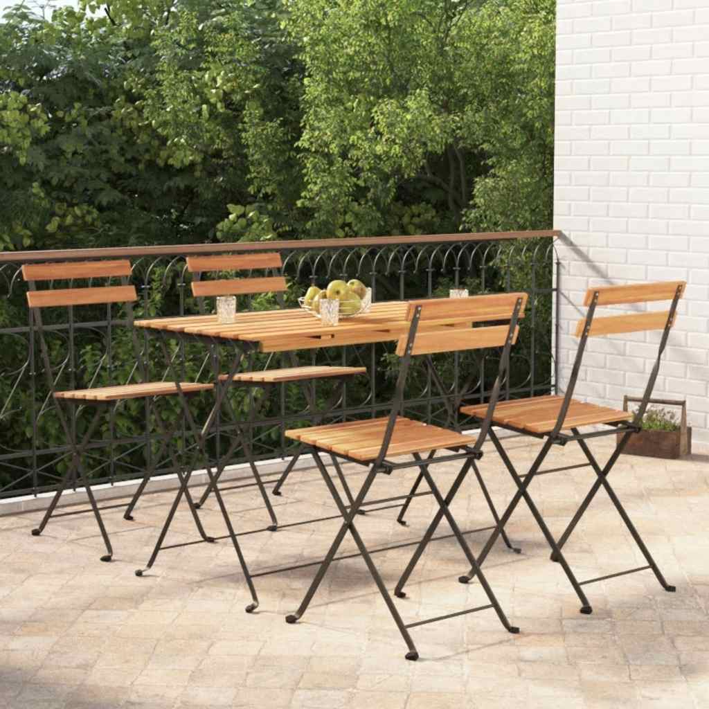 5-delige Bistroset inklapbaar massief acaciahout en staal is nu te koop bij PeponiXL, paradijselijk wonen!