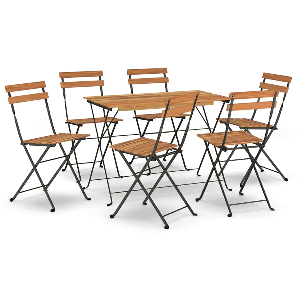 7-delige Bistroset inklapbaar massief acaciahout en staal is nu te koop bij PeponiXL, paradijselijk wonen!
