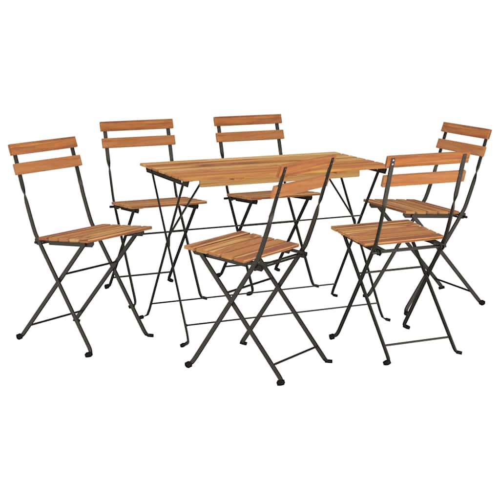 7-delige Bistroset inklapbaar massief acaciahout en staal is nu te koop bij PeponiXL, paradijselijk wonen!