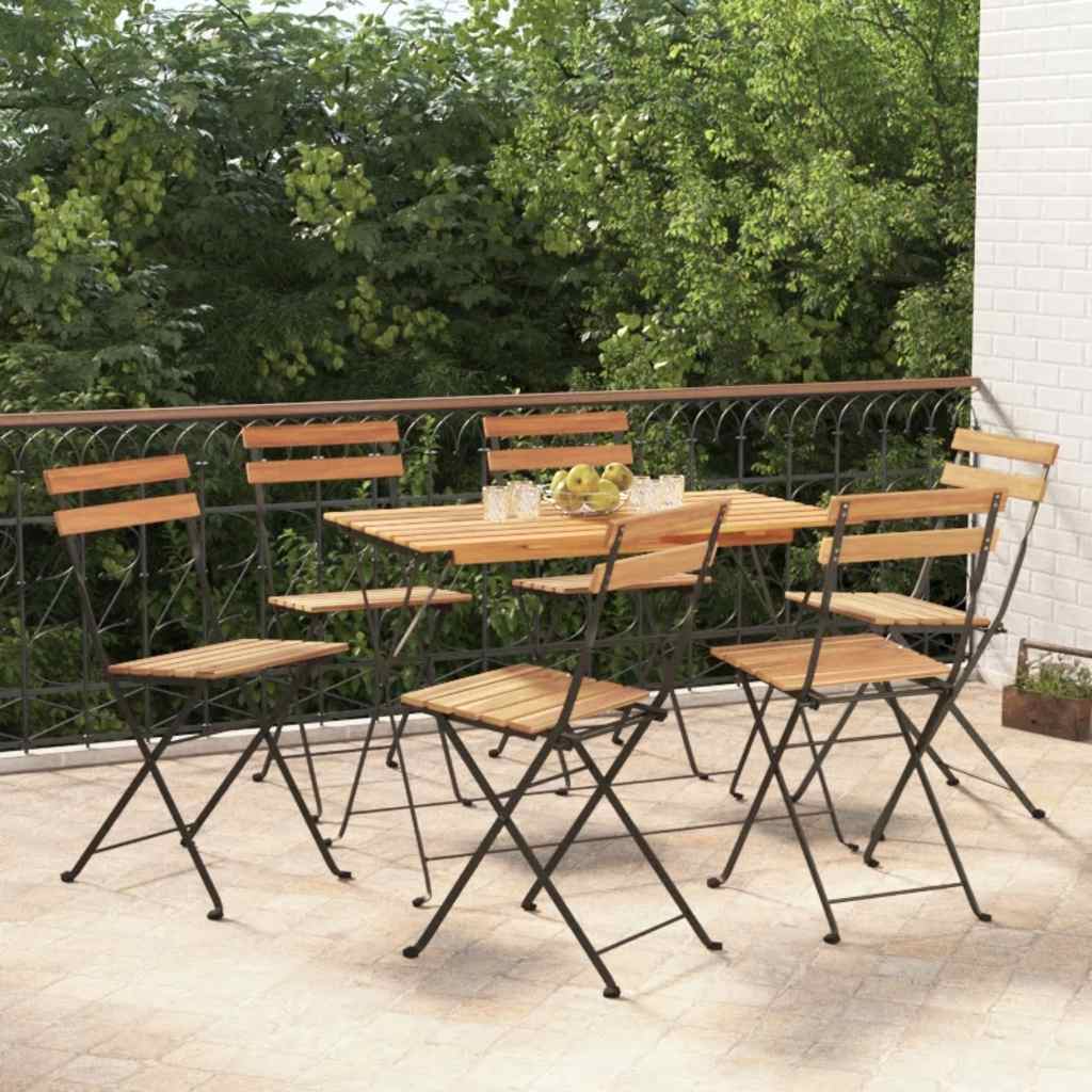 7-delige Bistroset inklapbaar massief acaciahout en staal is nu te koop bij PeponiXL, paradijselijk wonen!