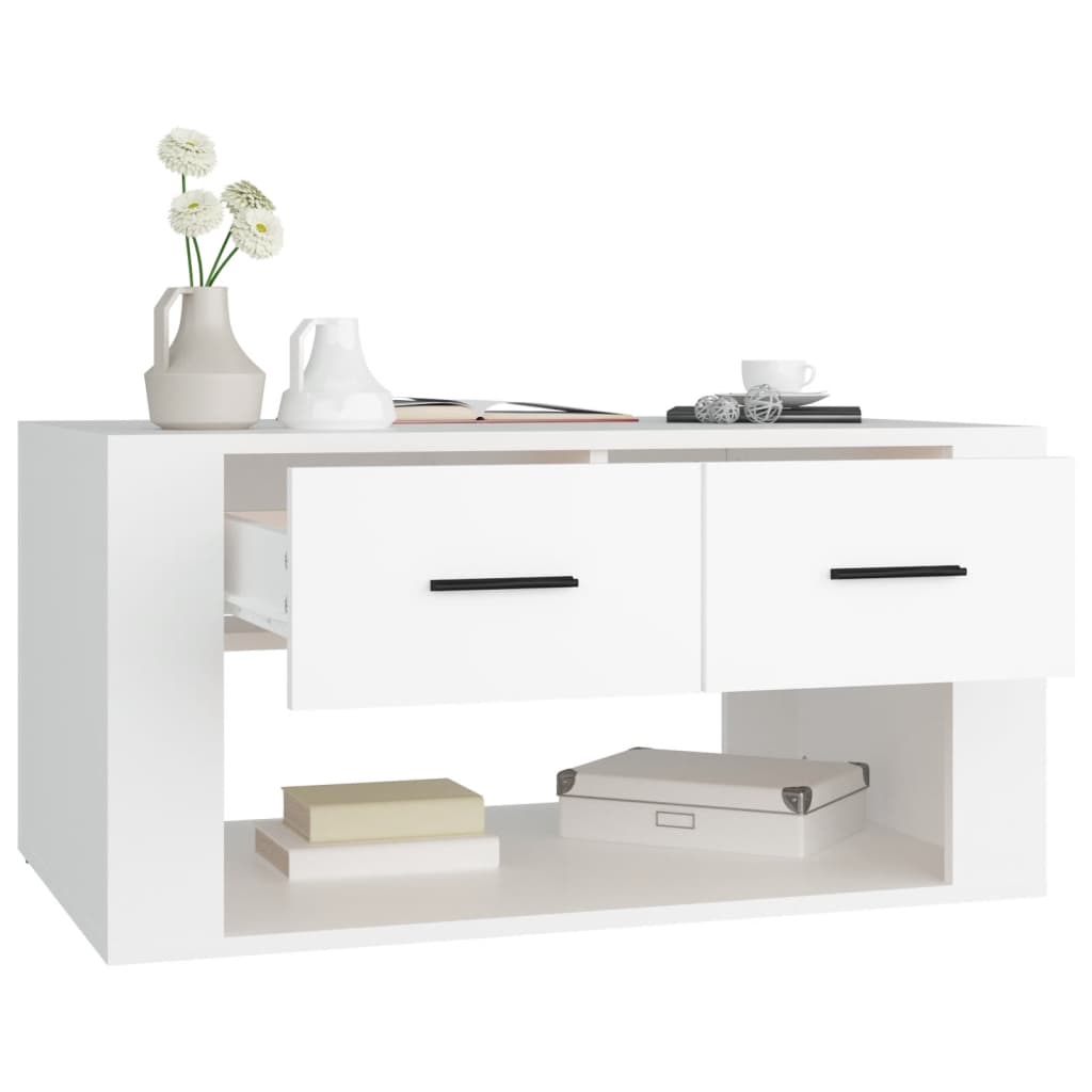Salontafel 80x50x40 cm bewerkt hout wit is nu te koop bij PeponiXL, paradijselijk wonen!