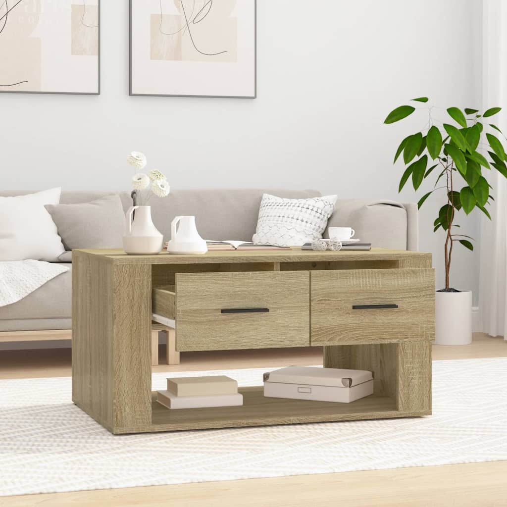 Salontafel 80x50x40 cm bewerkt hout sonoma eikenkleurig is nu te koop bij PeponiXL, paradijselijk wonen!