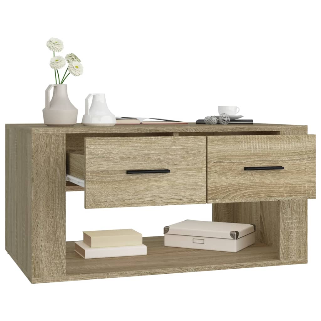 Salontafel 80x50x40 cm bewerkt hout sonoma eikenkleurig is nu te koop bij PeponiXL, paradijselijk wonen!
