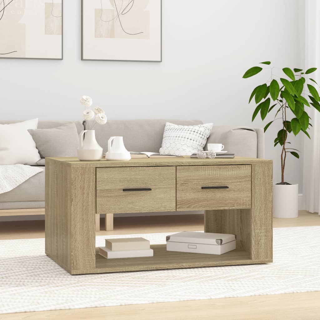 Salontafel 80x50x40 cm bewerkt hout sonoma eikenkleurig is nu te koop bij PeponiXL, paradijselijk wonen!