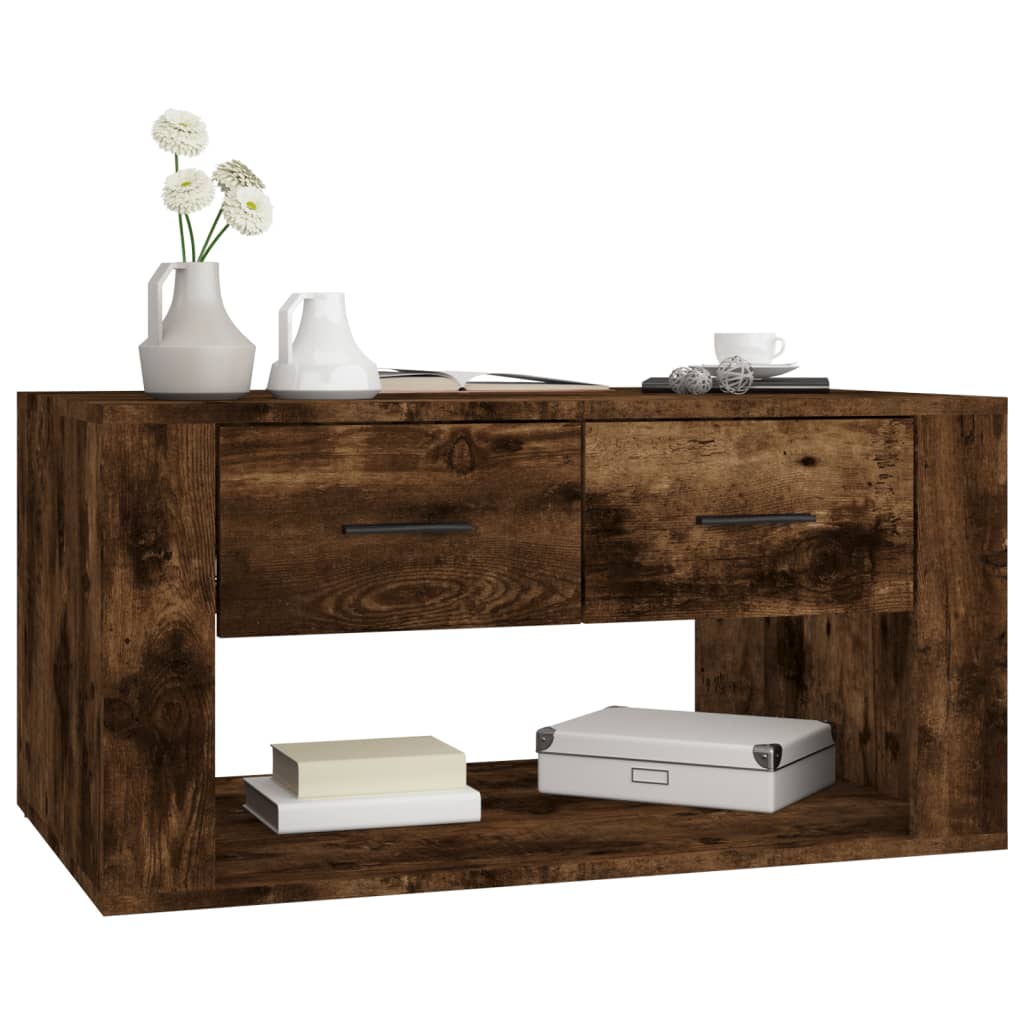 Salontafel 80x50x40 cm bewerkt hout gerookt eikenkleurig is nu te koop bij PeponiXL, paradijselijk wonen!