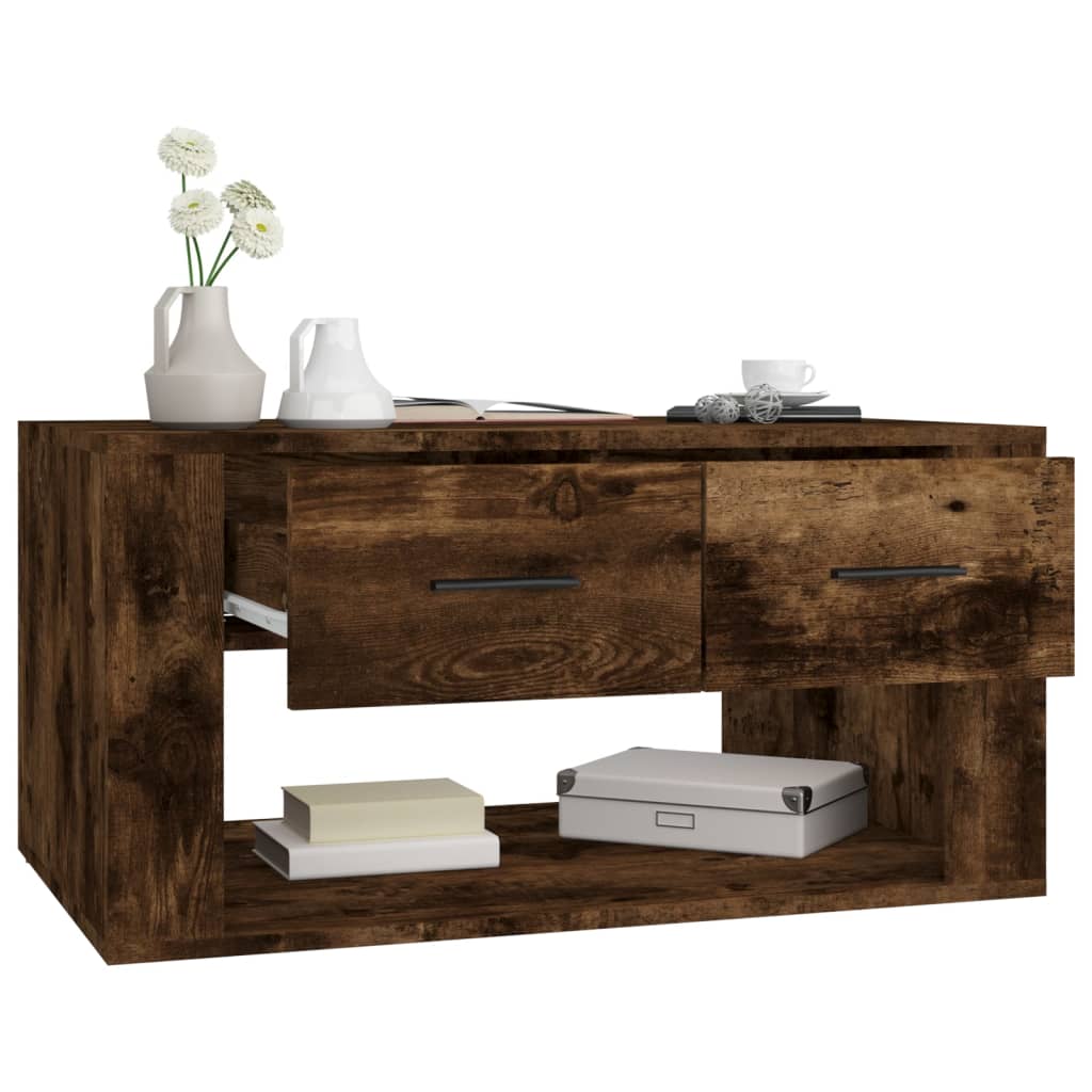 Salontafel 80x50x40 cm bewerkt hout gerookt eikenkleurig is nu te koop bij PeponiXL, paradijselijk wonen!