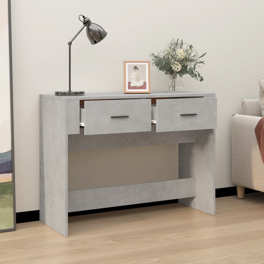 Wandtafel 100x39x75 cm bewerkt hout betongrijs is nu te koop bij PeponiXL, paradijselijk wonen!