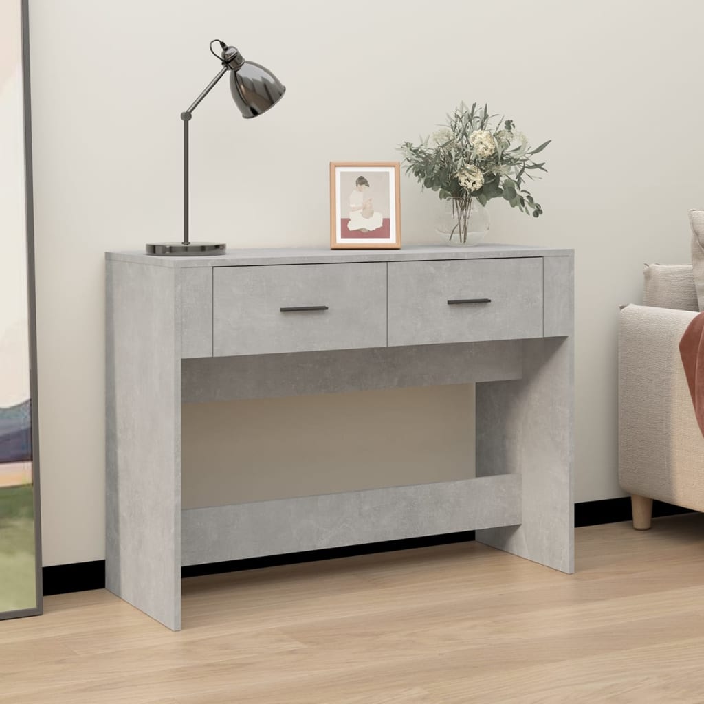 Wandtafel 100x39x75 cm bewerkt hout betongrijs is nu te koop bij PeponiXL, paradijselijk wonen!