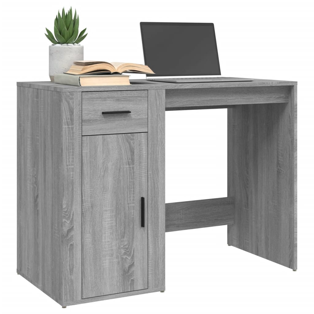 Bureau 100x49x75 cm bewerkt hout grijs sonoma eikenkleurig is nu te koop bij PeponiXL, paradijselijk wonen!