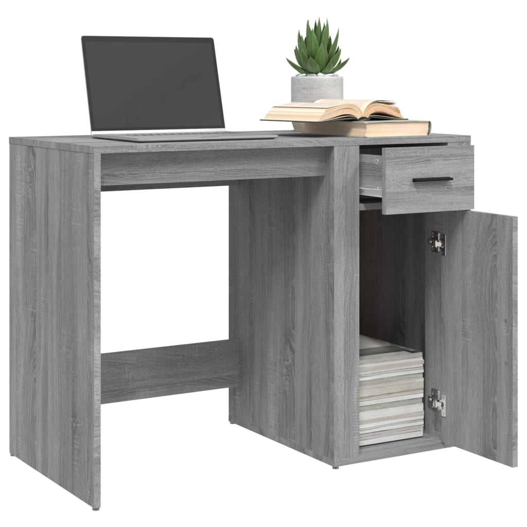Bureau 100x49x75 cm bewerkt hout grijs sonoma eikenkleurig is nu te koop bij PeponiXL, paradijselijk wonen!