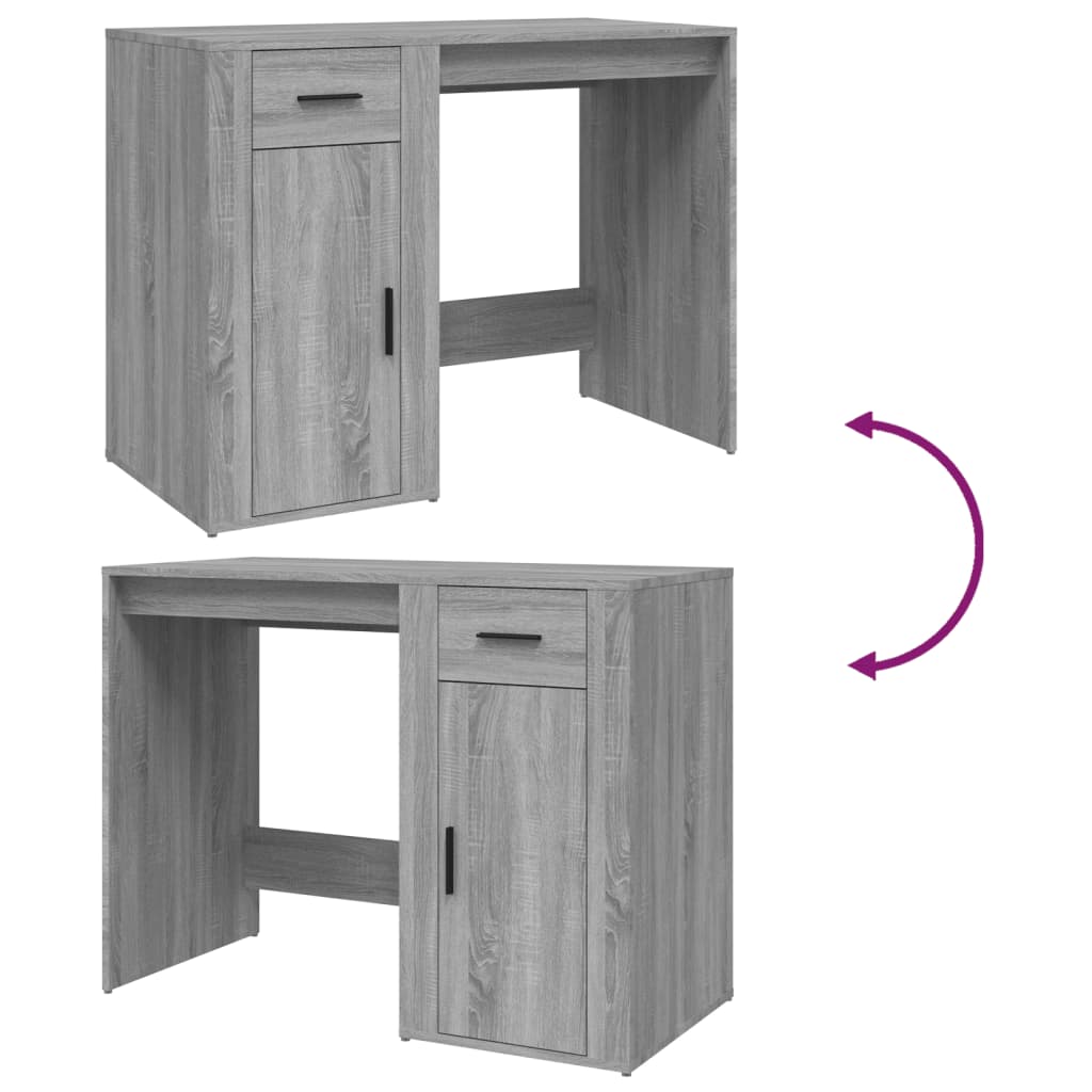 Bureau 100x49x75 cm bewerkt hout grijs sonoma eikenkleurig is nu te koop bij PeponiXL, paradijselijk wonen!