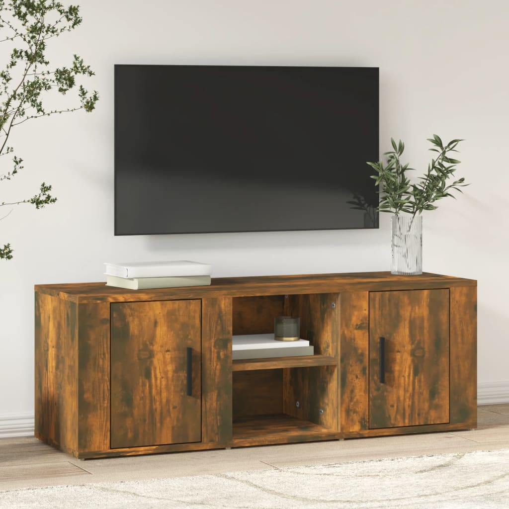 Tv-meubel 100x31,5x35 cm bewerkt hout gerookt eikenkleurig is nu te koop bij PeponiXL, paradijselijk wonen!