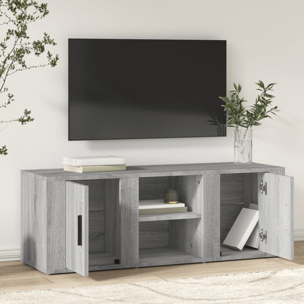 Tv-meubel 100x31,5x35 cm bewerkt hout grijs sonoma eikenkleurig is nu te koop bij PeponiXL, paradijselijk wonen!