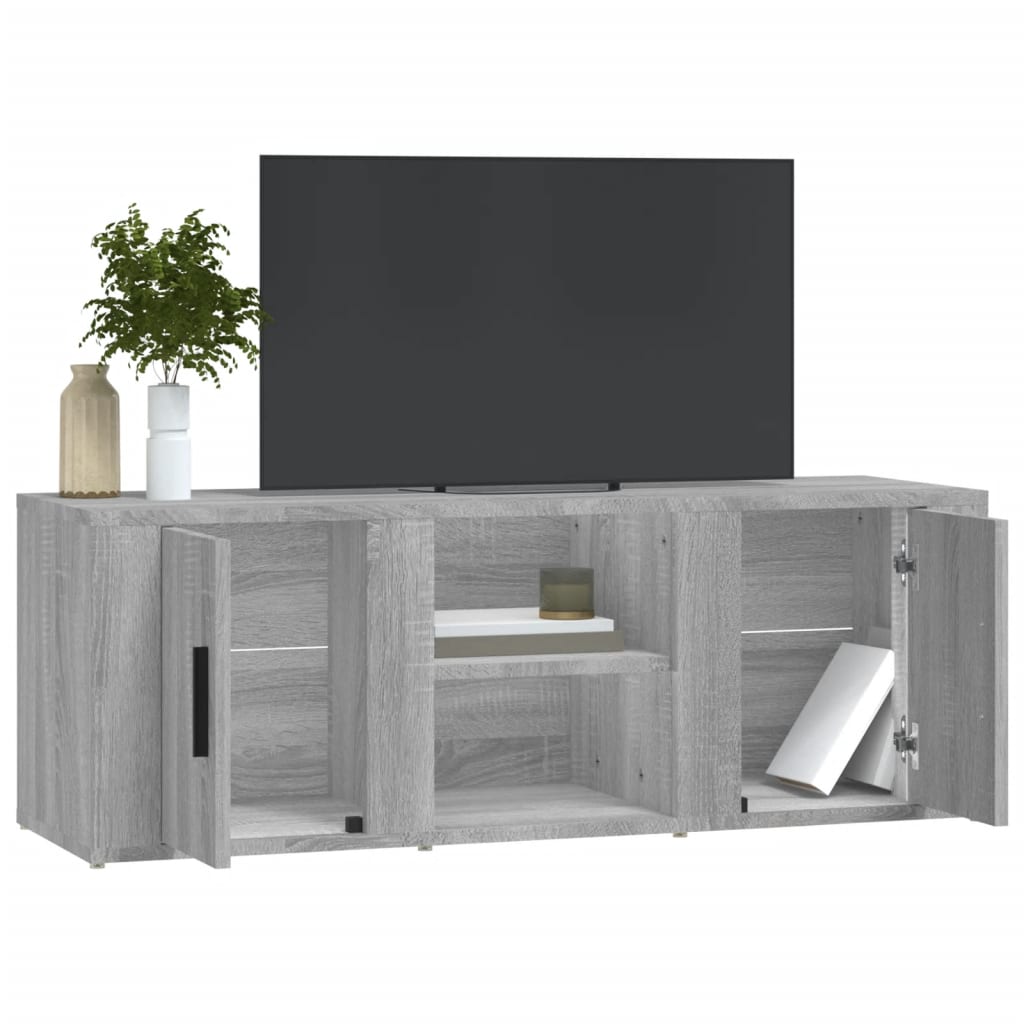 Tv-meubel 100x31,5x35 cm bewerkt hout grijs sonoma eikenkleurig is nu te koop bij PeponiXL, paradijselijk wonen!