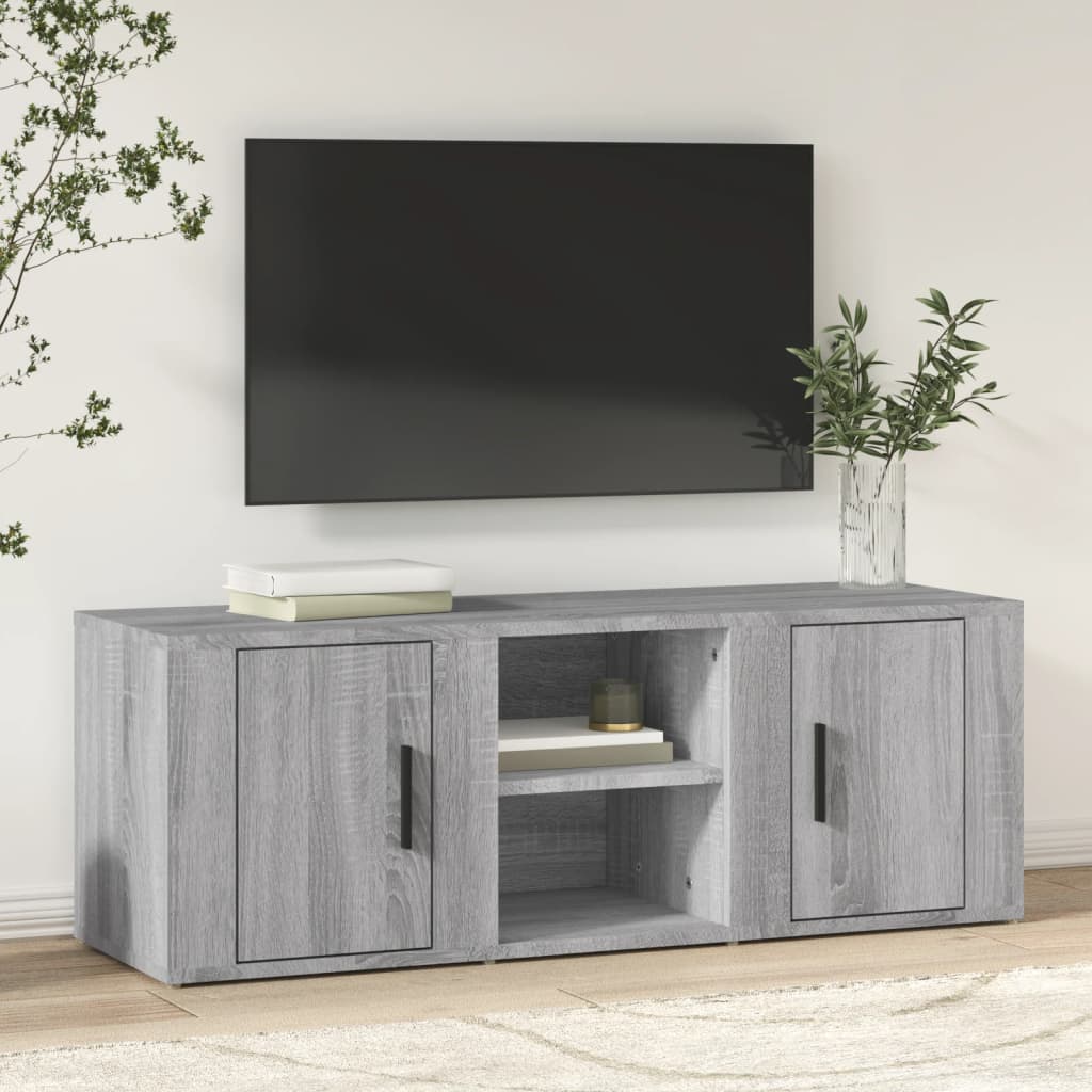 Tv-meubel 100x31,5x35 cm bewerkt hout grijs sonoma eikenkleurig is nu te koop bij PeponiXL, paradijselijk wonen!