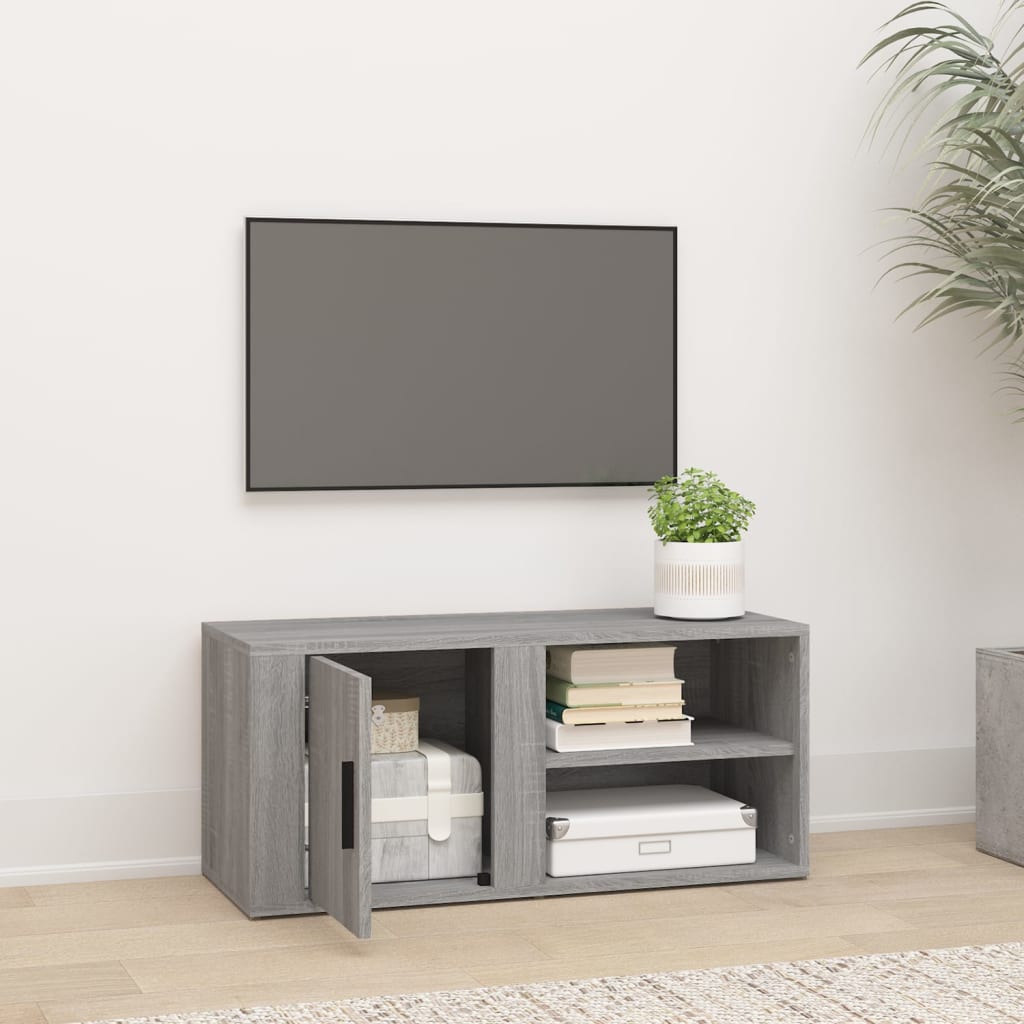 Tv-meubel 80x31,5x36 cm bewerkt hout grijs sonoma eikenkleurig is nu te koop bij PeponiXL, paradijselijk wonen!
