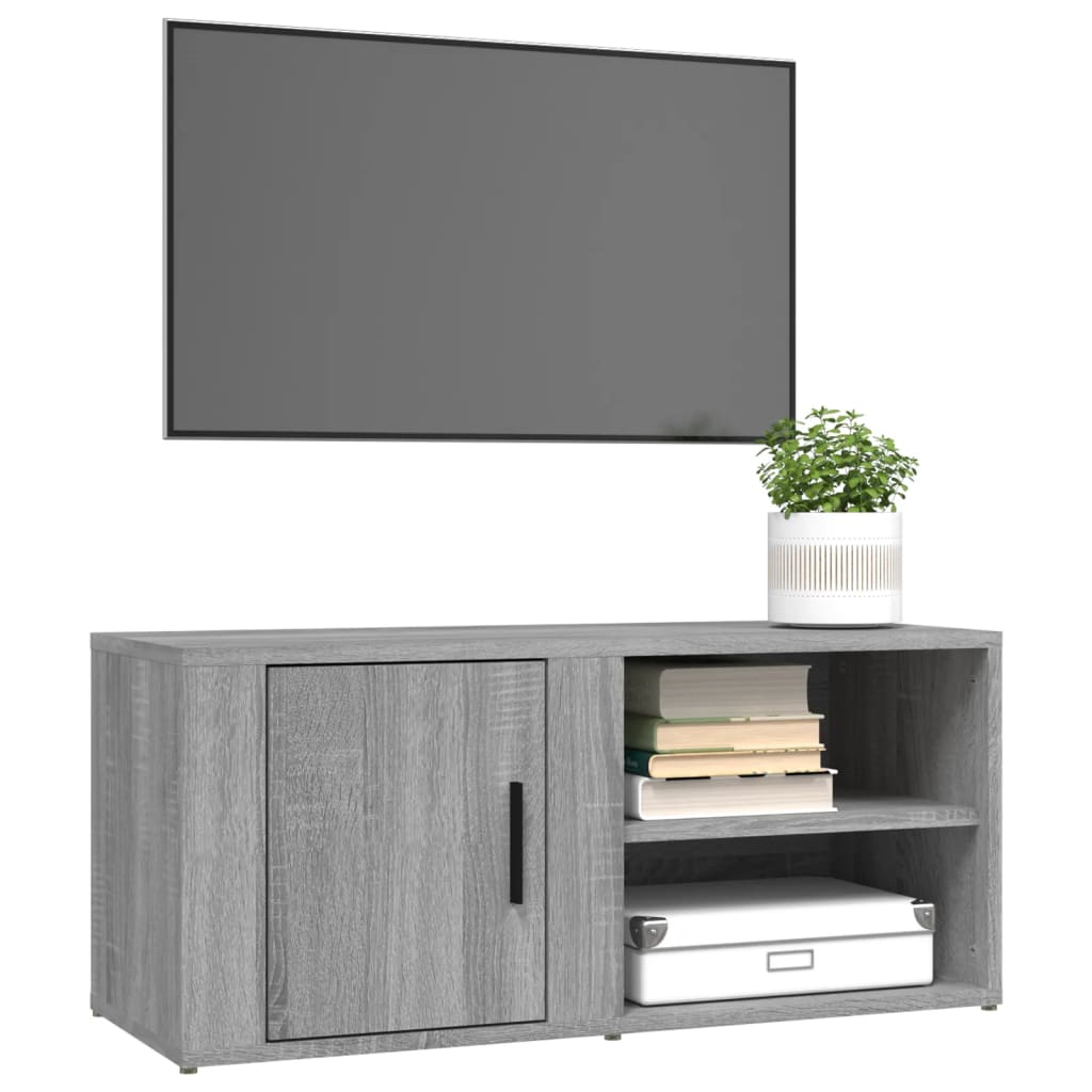 Tv-meubel 80x31,5x36 cm bewerkt hout grijs sonoma eikenkleurig is nu te koop bij PeponiXL, paradijselijk wonen!
