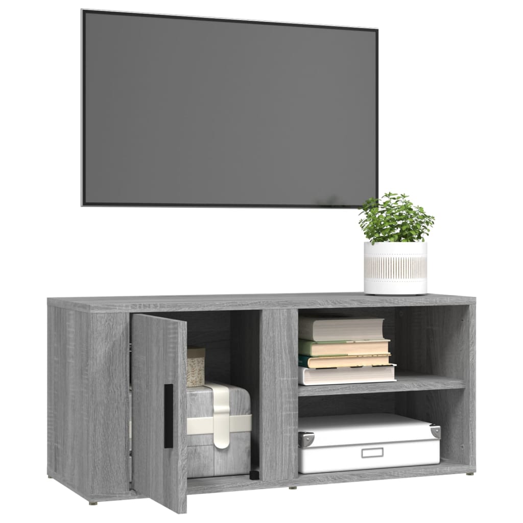 Tv-meubel 80x31,5x36 cm bewerkt hout grijs sonoma eikenkleurig is nu te koop bij PeponiXL, paradijselijk wonen!