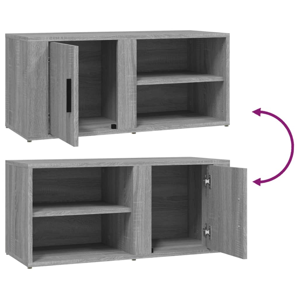 Tv-meubel 80x31,5x36 cm bewerkt hout grijs sonoma eikenkleurig is nu te koop bij PeponiXL, paradijselijk wonen!