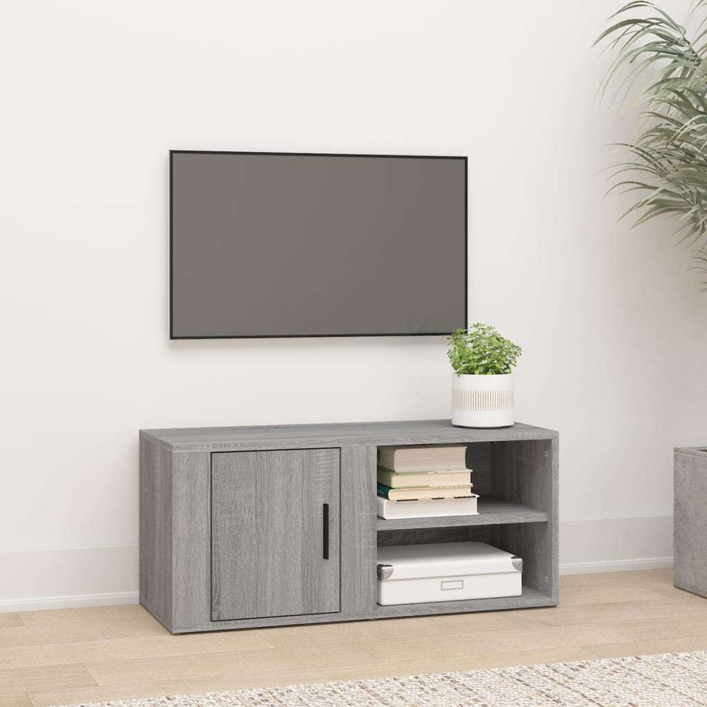 Tv-meubel 80x31,5x36 cm bewerkt hout grijs sonoma eikenkleurig is nu te koop bij PeponiXL, paradijselijk wonen!