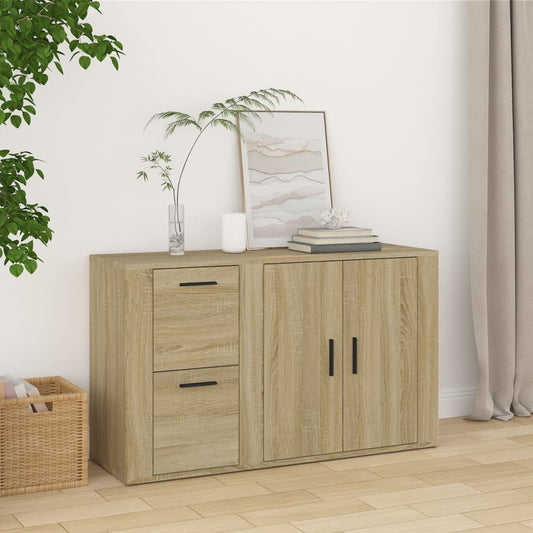 Dressoir 100x33x59,5 cm bewerkt hout sonoma eikenkleurig is nu te koop bij PeponiXL, paradijselijk wonen!