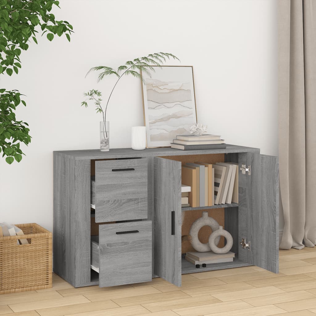 Dressoir 100x33x59,5 cm bewerkt hout grijs sonoma eikenkleurig is nu te koop bij PeponiXL, paradijselijk wonen!