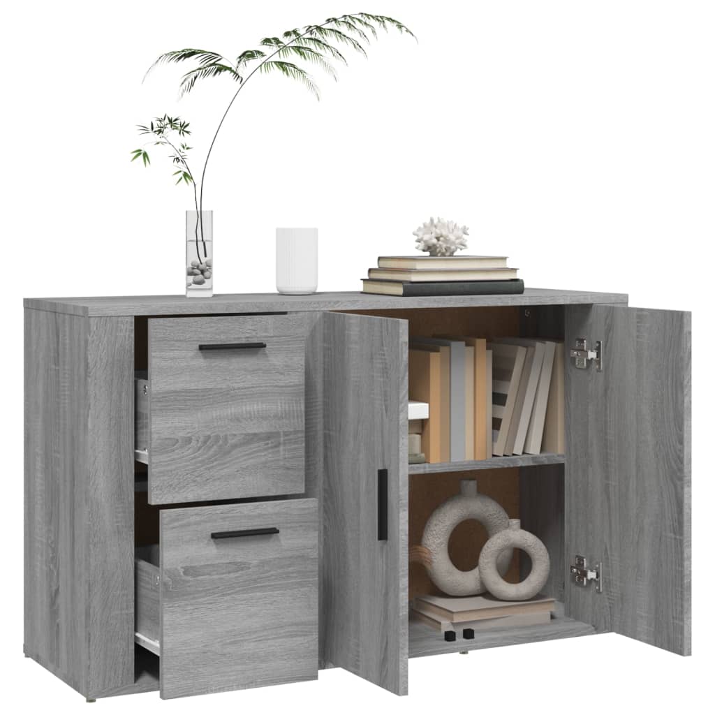 Dressoir 100x33x59,5 cm bewerkt hout grijs sonoma eikenkleurig is nu te koop bij PeponiXL, paradijselijk wonen!