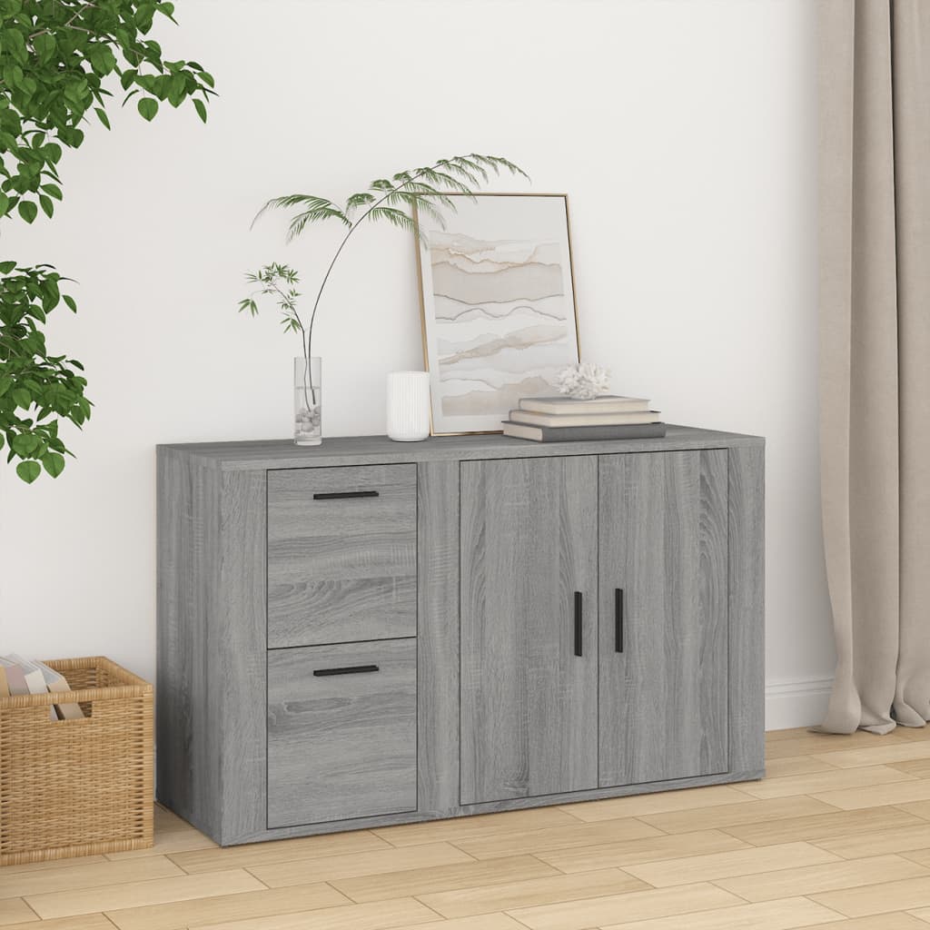 Dressoir 100x33x59,5 cm bewerkt hout grijs sonoma eikenkleurig is nu te koop bij PeponiXL, paradijselijk wonen!