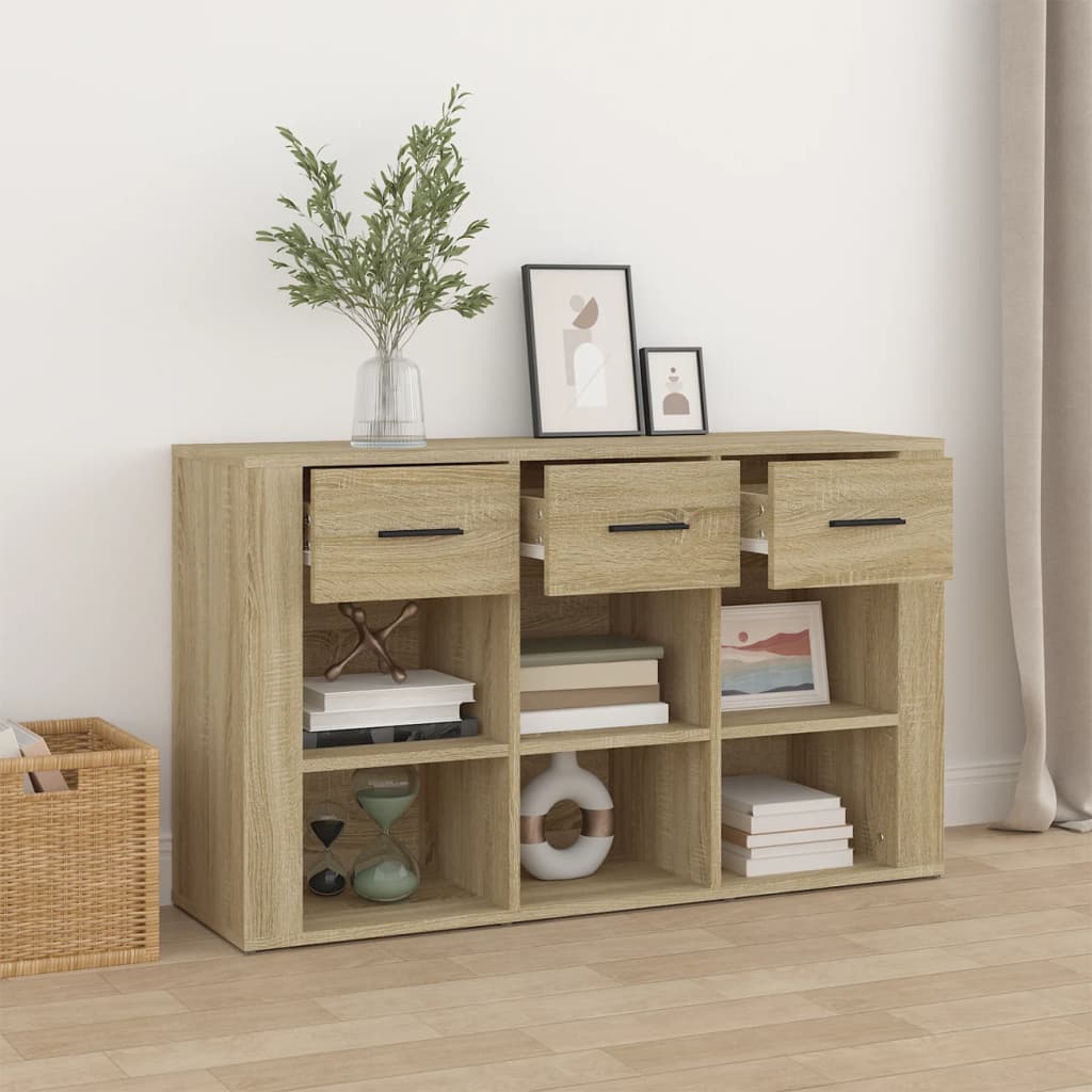 Dressoir 100x30x59,5 cm bewerkt hout sonoma eikenkleurig is nu te koop bij PeponiXL, paradijselijk wonen!