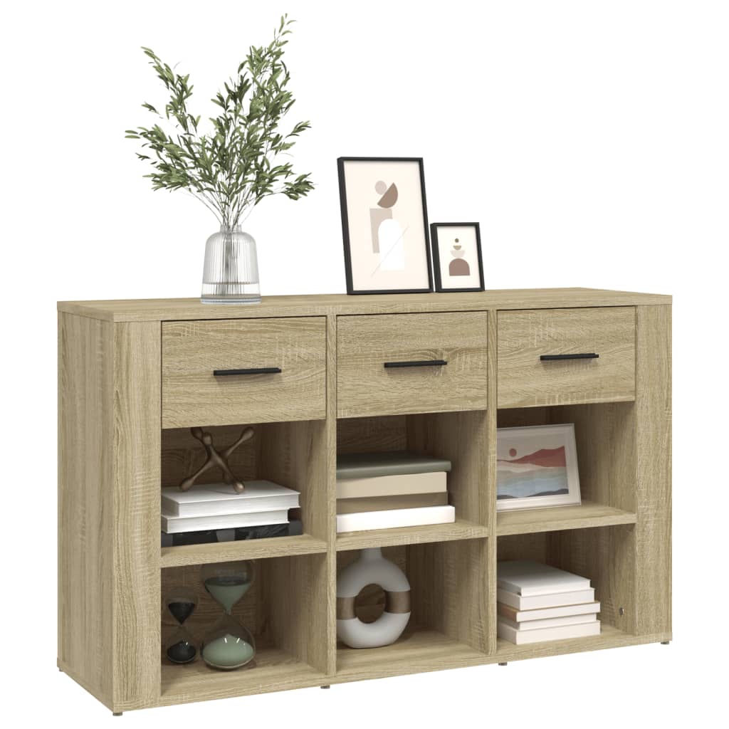 Dressoir 100x30x59,5 cm bewerkt hout sonoma eikenkleurig is nu te koop bij PeponiXL, paradijselijk wonen!