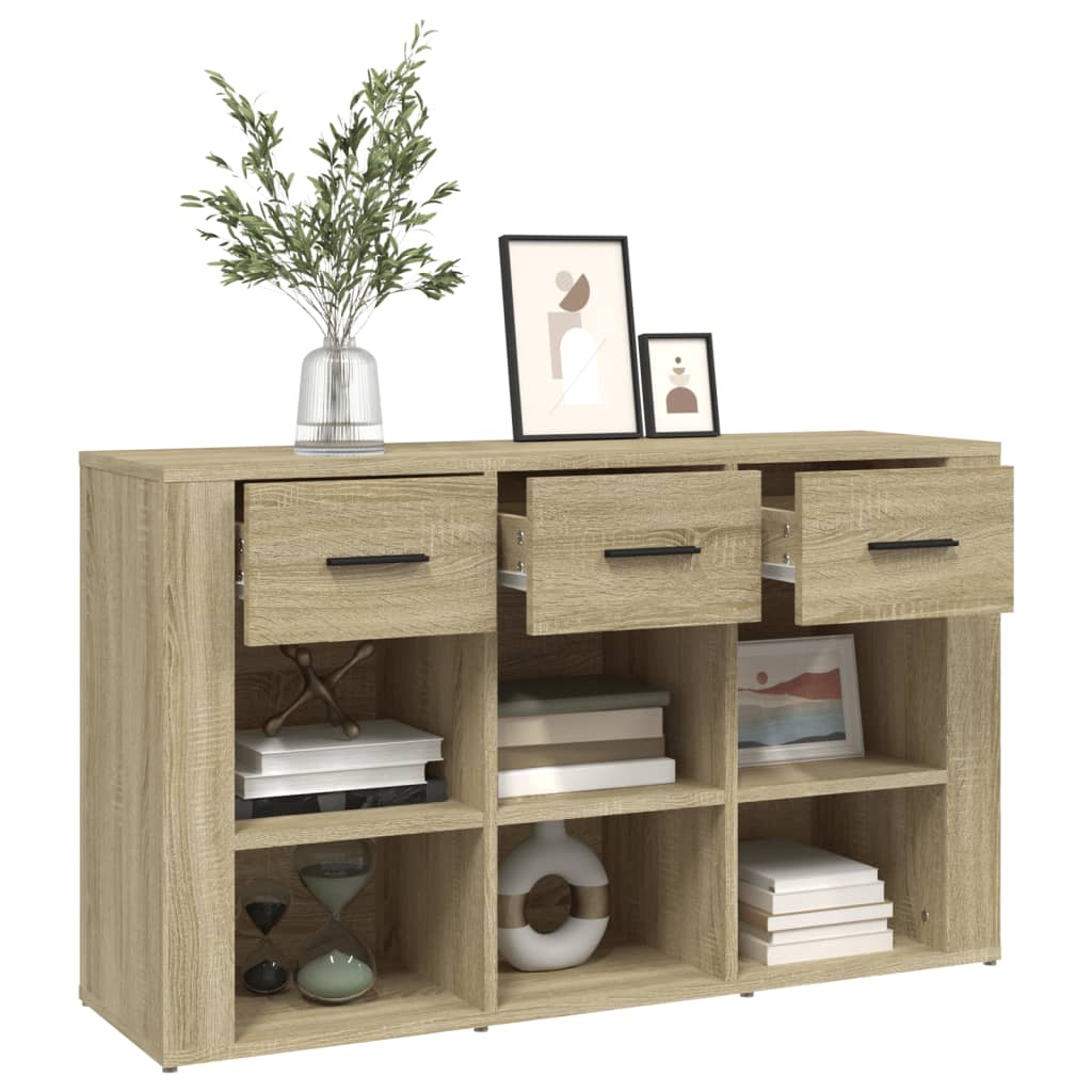 Dressoir 100x30x59,5 cm bewerkt hout sonoma eikenkleurig is nu te koop bij PeponiXL, paradijselijk wonen!