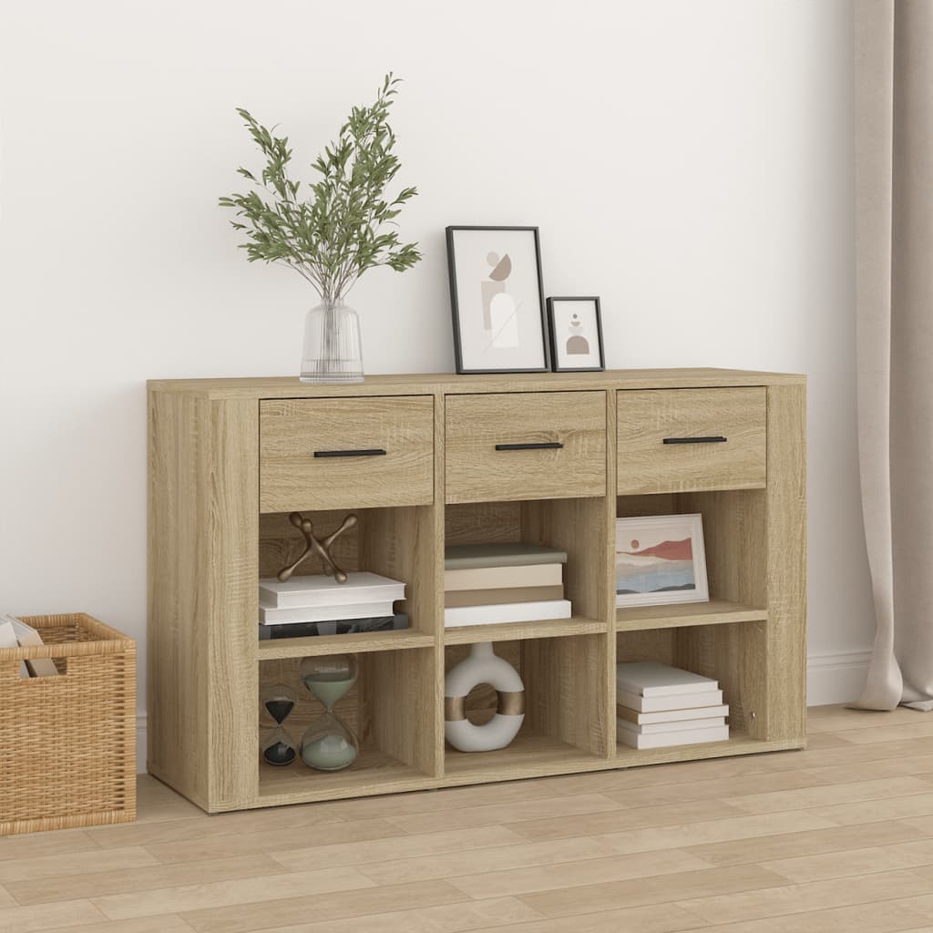 Dressoir 100x30x59,5 cm bewerkt hout sonoma eikenkleurig is nu te koop bij PeponiXL, paradijselijk wonen!