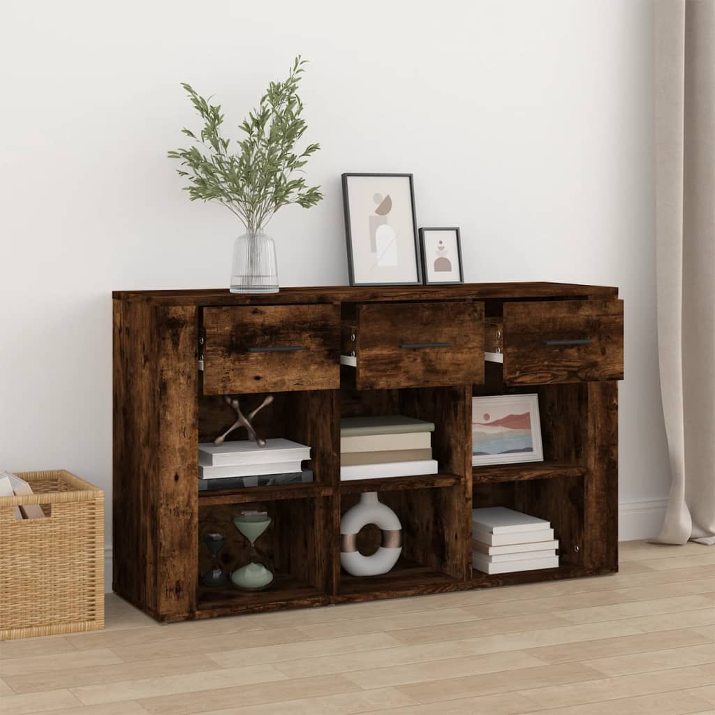 Dressoir 100x30x59,5 cm bewerkt hout gerookt eikenkleurig is nu te koop bij PeponiXL, paradijselijk wonen!