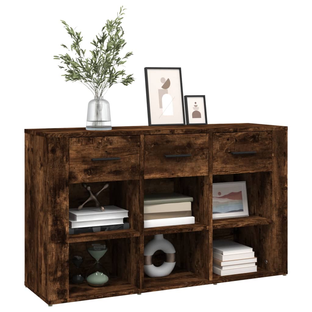 Dressoir 100x30x59,5 cm bewerkt hout gerookt eikenkleurig is nu te koop bij PeponiXL, paradijselijk wonen!