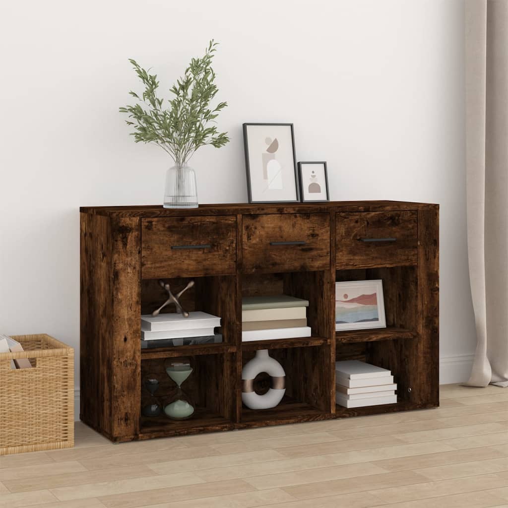Dressoir 100x30x59,5 cm bewerkt hout gerookt eikenkleurig is nu te koop bij PeponiXL, paradijselijk wonen!
