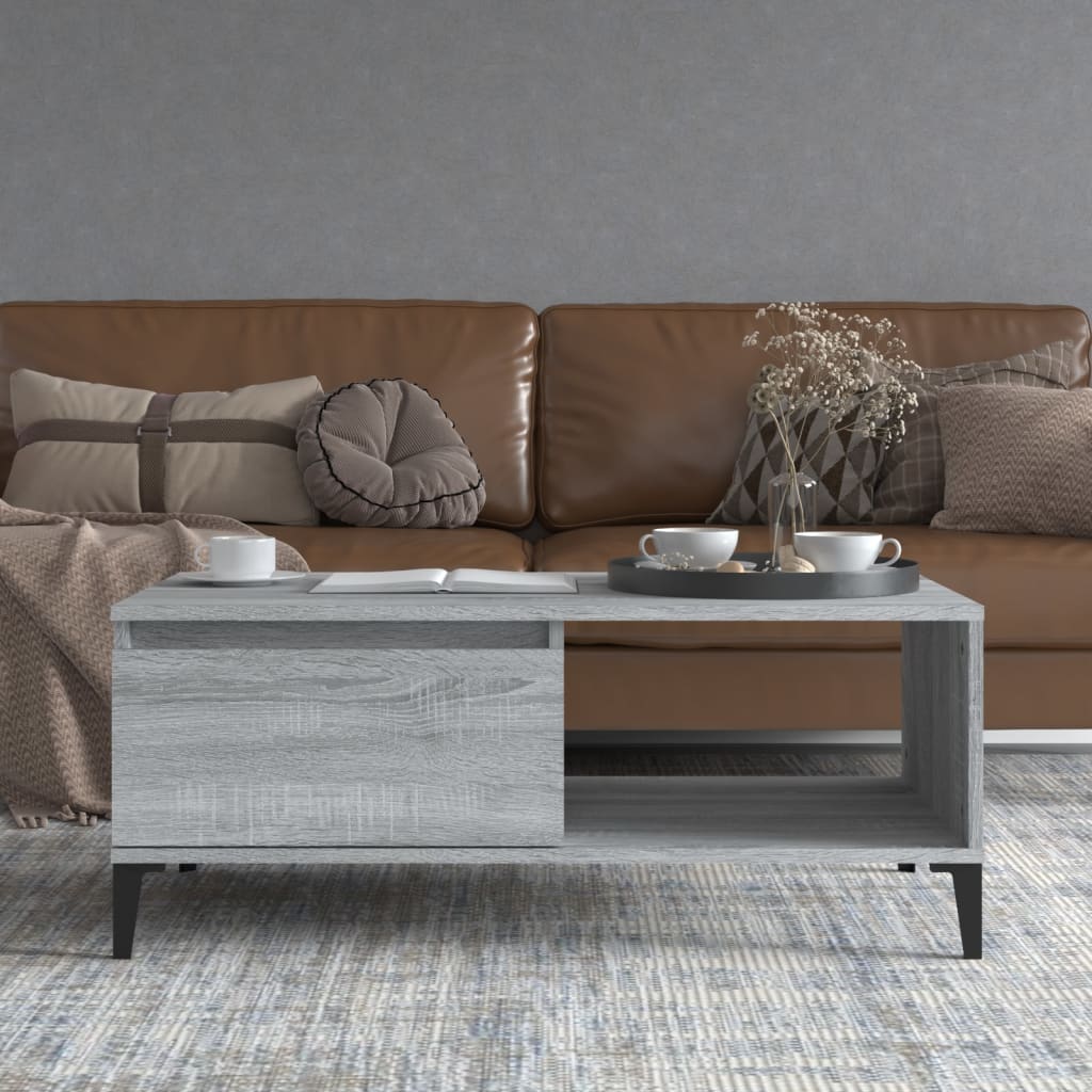 Salontafel 90x50x36,5 cm bewerkt hout grijs sonoma is nu te koop bij PeponiXL, paradijselijk wonen!