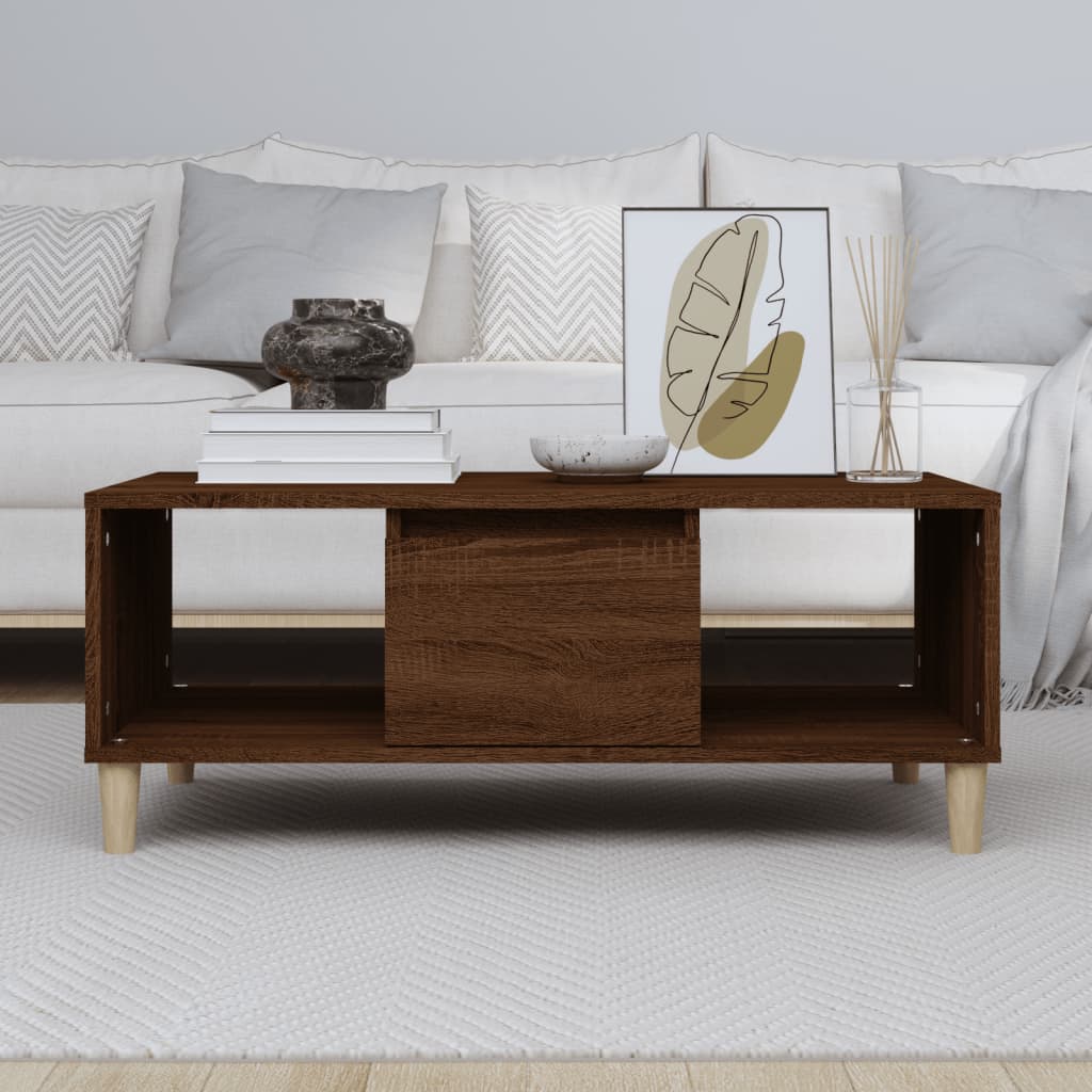 Salontafel 90x50x36,5 cm bewerkt hout bruin eikenkleur is nu te koop bij PeponiXL, paradijselijk wonen!