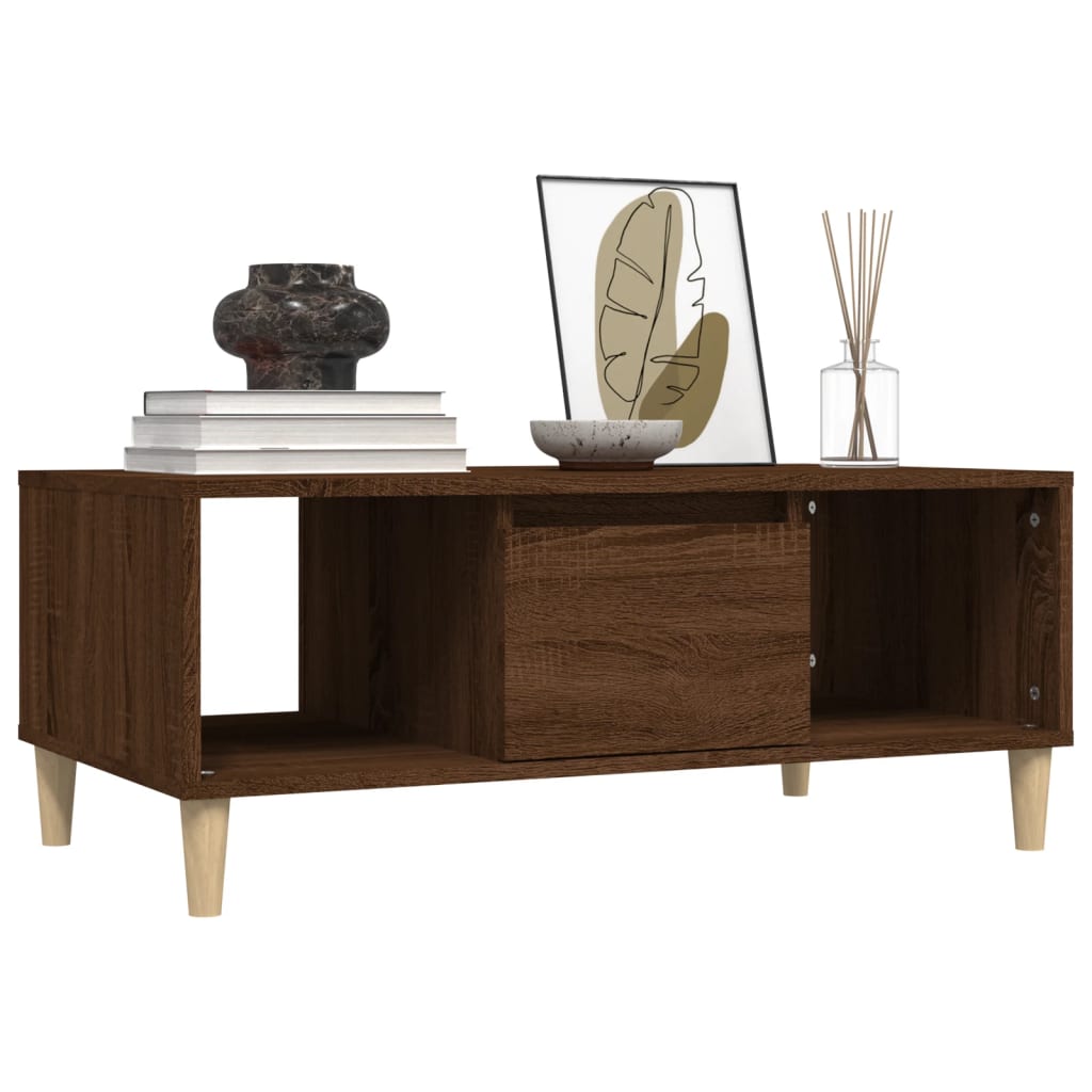 Salontafel 90x50x36,5 cm bewerkt hout bruin eikenkleur is nu te koop bij PeponiXL, paradijselijk wonen!