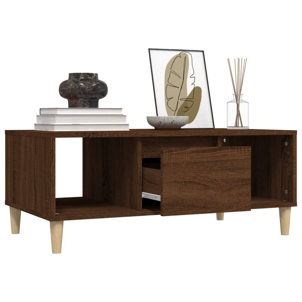 Salontafel 90x50x36,5 cm bewerkt hout bruin eikenkleur is nu te koop bij PeponiXL, paradijselijk wonen!