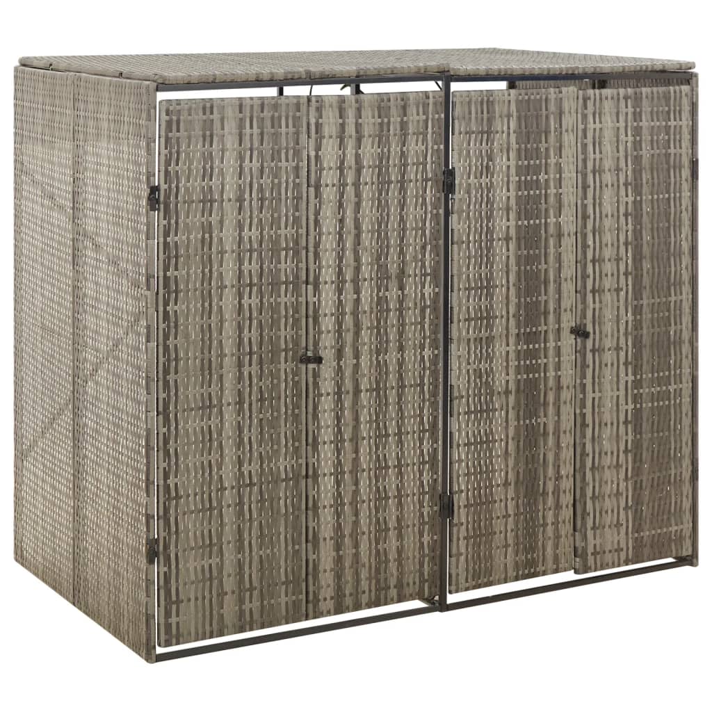 Containerberging dubbel 140x80x117 cm poly rattan grijs is nu te koop bij PeponiXL, paradijselijk wonen!