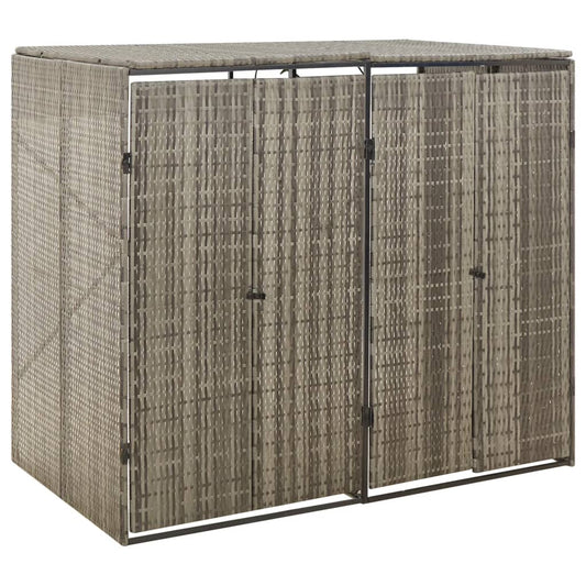 Containerberging dubbel 140x80x117 cm poly rattan grijs is nu te koop bij PeponiXL, paradijselijk wonen!