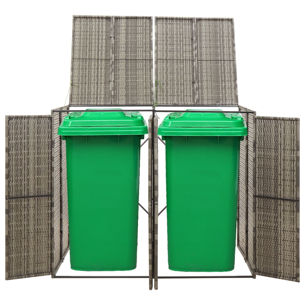 Containerberging dubbel 140x80x117 cm poly rattan grijs is nu te koop bij PeponiXL, paradijselijk wonen!